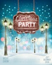 Christmas Holiday Party Flyer background with winter lan