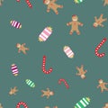 Christmas Gingerbread Candy Seamless Vector Pattern