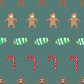 Christmas Gingerbread Candy Seamless Vector Pattern