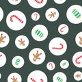 Holiday Candy Cane Circles Seamless Vector Pattern