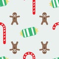 Christmas Gingerbread Candy Seamless Vector Pattern