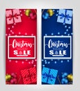 Christmas Holiday Sale Poster or Tags Designs Set with 3D Frame, Gifts Royalty Free Stock Photo