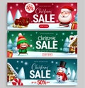 Christmas holiday sale vector banner set. Christmas special offer sale text with take up to 50% off discount promo for xmas season