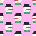 Christmas holiday seamless pattern with funny snowman. Vector illustration. Modern style Christmas and Happy New Year Royalty Free Stock Photo