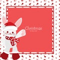 Christmas holiday season background with Cute rabbit with Santa hat. Royalty Free Stock Photo