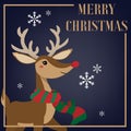 Christmas holiday season background with Cute reindeer in winter custom and snowflakes. Royalty Free Stock Photo