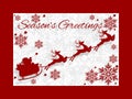Christmas holiday season background with Silhouette of Santa flying in a sleigh with reindeer. Royalty Free Stock Photo