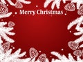 Hand-drawn pine branches and pine nuts in white and Merry Christmas text. Royalty Free Stock Photo