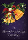 Christmas seasonal greeting card A Happy Joyful Merry Christmas and Jingle bells