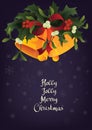 Christmas seasonal greeting card A Happy Joyful Merry Christmas and Jingle bells