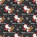 Santa Claus, snowman ,snowflakes, gift box and reindeer seamless pattern. Royalty Free Stock Photo