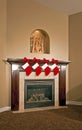 Christmas Holiday Stockings On Fireplace Mantel