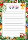 Christmas holiday to do list. Cards for notes, education and notes with Christmas and New Years elements illustrations. Template f