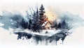 Christmas holiday watercolor background. Ai generated Royalty Free Stock Photo