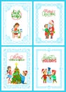 Christmas Holidays Activities Greeting Cards Set Royalty Free Stock Photo