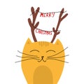 Christmas holidays, festive cat, merry christmas, vector illustration Royalty Free Stock Photo