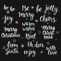 Christmas holidays hand lettering set. Calligraphy phrases collection Royalty Free Stock Photo