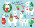 Christmas and Holidays Llama and Alpaca Vector Illustration Royalty Free Stock Photo