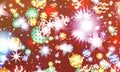 Christmas holidays, Merry christmas, star shines, snow flakes Christmas balls blur stars blurry snow flakes Royalty Free Stock Photo