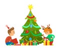 Christmas Holidays, New Years Eve Unpacking Gifts Royalty Free Stock Photo