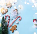 Christmas art; Christmas holidays ornament on blue background Royalty Free Stock Photo