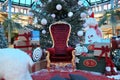 Christmas holidays. The store has a red throne for Santa Claus