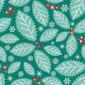 Christmas holly berries seamless pattern background Royalty Free Stock Photo