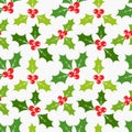 Christmas holly berries seamless pattern Royalty Free Stock Photo