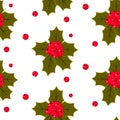 Christmas holly berries seamless pattern illustration