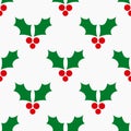 Christmas holly berries seamless pattern Royalty Free Stock Photo