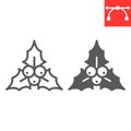 Christmas holly berry line and glyph icon