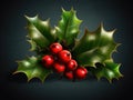 Christmas Holly Flower On Black Background Royalty Free Stock Photo