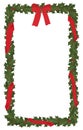 Christmas holly leaves garland with ribbons and bow frame Royalty Free Stock Photo