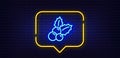 Christmas holly line icon. Ilex aquifolium sign. Neon light speech bubble. Vector