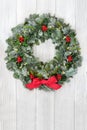 Christmas Holly Mistletoe and Fir Wreath