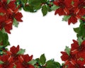 Christmas Holly Poinsettia border Royalty Free Stock Photo