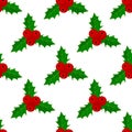 Christmas holly, seamless pattern. Royalty Free Stock Photo