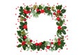 Christmas Holly Wreath with Red Baubles & Berries Royalty Free Stock Photo