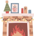 Christmas Home Interior Fireplace Royalty Free Stock Photo