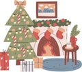 Christmas Home Interior Fireplace Royalty Free Stock Photo