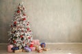 Christmas Home Interior with White Christmas tree Royalty Free Stock Photo