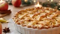 Christmas homemade apple pie. AI generated.