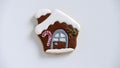 Christmas homemade cookie, Santas House, gingerbread on white background