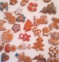 Christmas homemade gingerbread cookies placed on a table