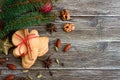 Christmas homemade gingerbread cookies and spices on the wooden background. Christmas mood. Happy New Year and Christmas. Holiday