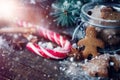 Christmas homemade gingerbread cookies on wooden table Royalty Free Stock Photo