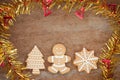 Christmas homemade gingerbread cookies on wooden table Royalty Free Stock Photo