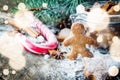 Christmas homemade gingerbread cookies on wooden table Royalty Free Stock Photo