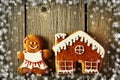 Christmas gingerbread girl and house cookies