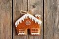 Christmas homemade gingerbread house cookie Royalty Free Stock Photo